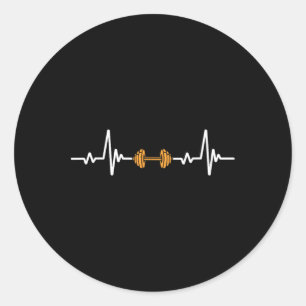 Weights Barbell Heartbeat Gym Bodybuilding Lifting Classic Round Sticker