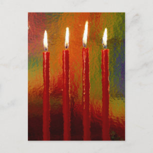 Weihnacht,Advent, brennende rote Kerzen festlich, Postcard