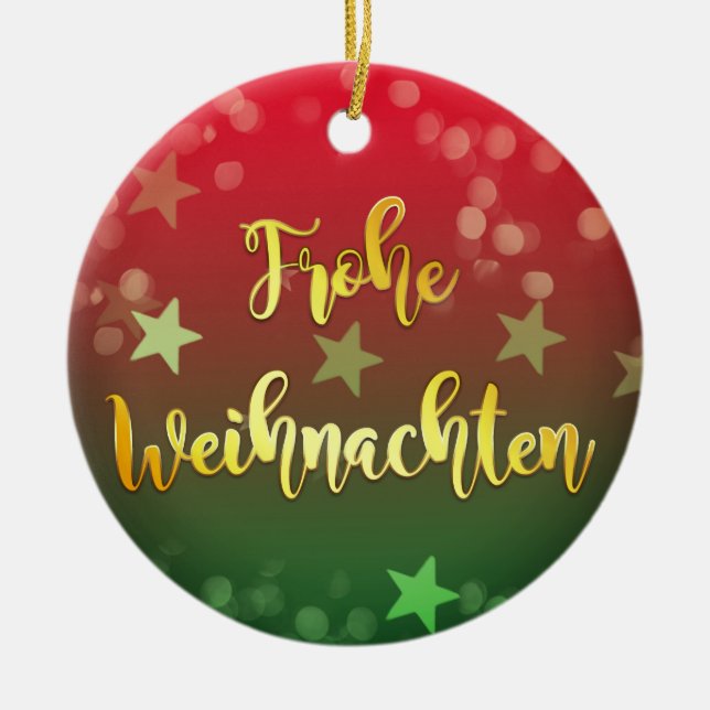 Weihnachten Baumanhänger Keramik Frohe Weihnachten Ceramic Ornament (Front)