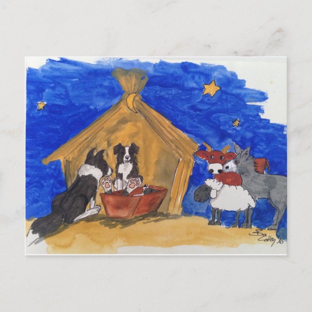 Weihnachten bei Familie Hund Postcard (Front)