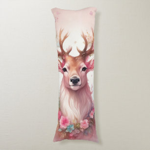 Weihnachten in pink: Rentier mit rosa Weihnachtssc Body Pillow
