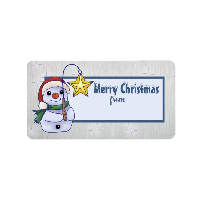 Weihnachten, Schneemann mit Stern Label (Front)