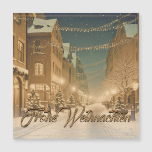 Weihnachtlich verschneite Straßen einer Innenstadt