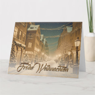 Weihnachtlich verschneite Straßen einer Innenstadt Card