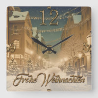 Weihnachtlich verschneite Straßen einer Innenstadt