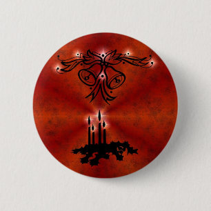 Weihnachts Ornamente mit Sterne auf rot 2 Inch Round Button