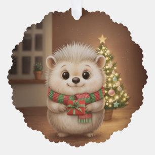 Weihnachtsdekoration mit weichem Igel zum Aufhänge Ornament Card
