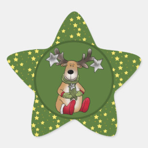 Weihnachtselch und Sterne  Star Sticker