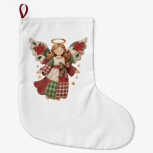 Weihnachtsengel mit goldenen Sternen Large Christmas Stocking