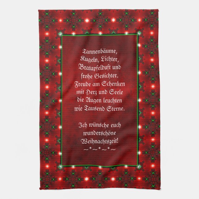 Weihnachtsgedicht Deutsch , Add Your Text Kitchen Towel (Vertical)
