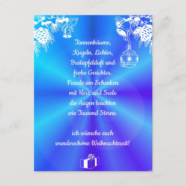 Weihnachtsgedicht Deutsch , Add Your Text Postcard (Front)
