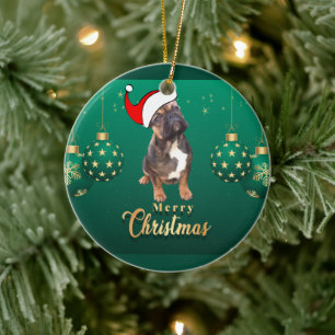 Weihnachtskarte französische Bulldoggen Christmas Ceramic Ornament
