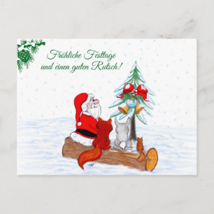 Weihnachtsmann Kaninchen Fox Eichhörnchen, Deutsch Postcard