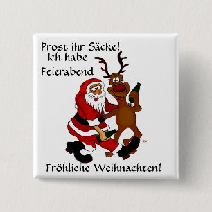Weihnachtsmann mit Elch 2 Inch Square Button