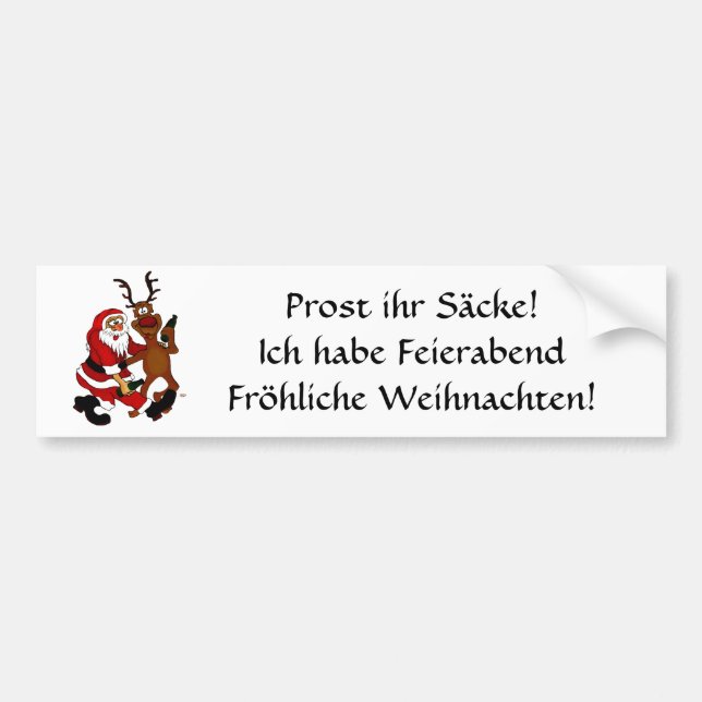 Weihnachtsmann mit Elch Bumper Sticker (Front)
