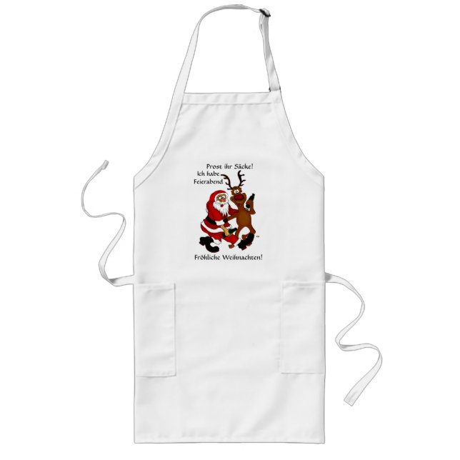 Weihnachtsmann mit Elch Long Apron (Front)