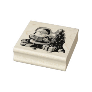 Weihnachtsmann mit Tannenbaum in 3D - Rubber Stamp