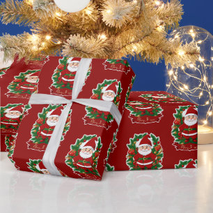 Weihnachtsmann mit Tannenzweigen -  Wrapping Paper