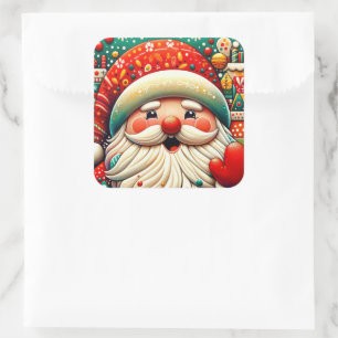 Weihnachtsmann Papai Noel Baba Saint Nicholas Kris Square Sticker