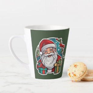 Weihnachtsmannkopf in farbenfrohem Cartoon-Stil - Latte Mug