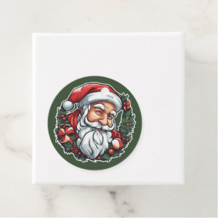 Weihnachtsmannkopf mit Kranz -  Favour Tags