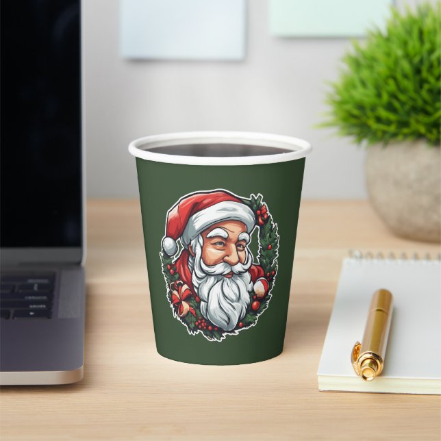 Weihnachtsmannkopf mit Kranz -  Paper Cups (Insitu)