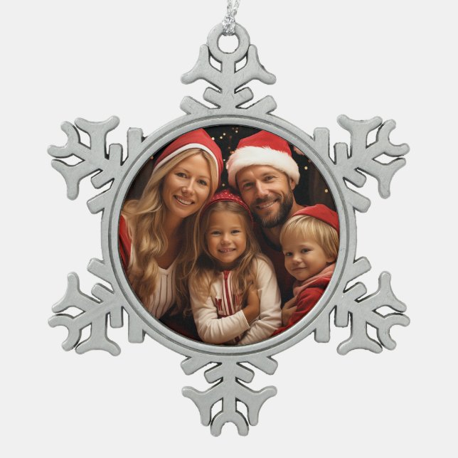 Weihnachtsschmuck Snowflake Pewter Christmas Ornament (Front)