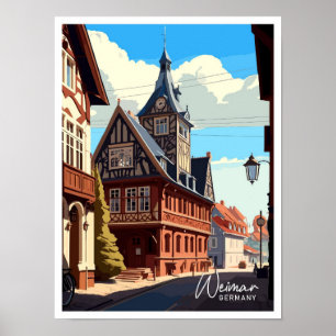 Weimar Germany Travel Vintage Illustration Poster