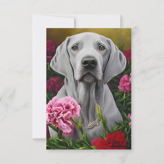 Weimaraner 3 x 5 Flat Thank-You Card (Blank)  (Front)