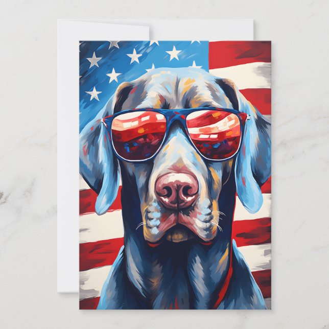 Weimaraner 4th of July Independence day Holiday Card (Front)