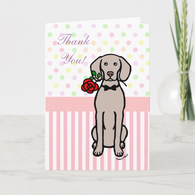 Weimaraner and Rose Thank You Card (Front)