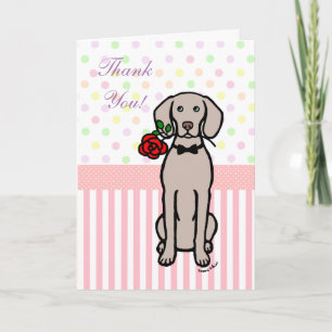 Weimaraner and Rose Thank You Card