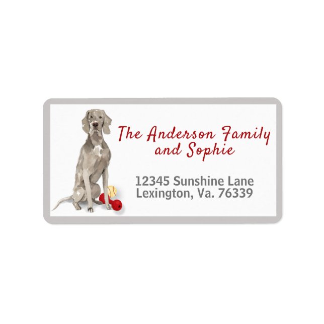 Weimaraner and Toys Family Return Address  Label (Front)