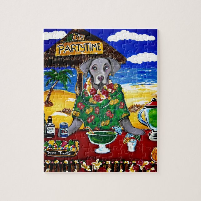 Weimaraner Bartender Jigsaw Puzzle (Vertical)