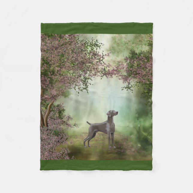 Weimaraner Blossom Orchard "30x40" Fleece Blanket (Front)