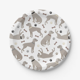 Weimaraner Bones and Paws Paper Plate
