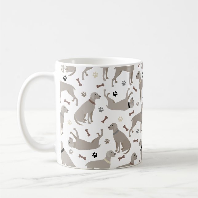 Weimaraner Bones and Paws White Coffee Mug (Left)