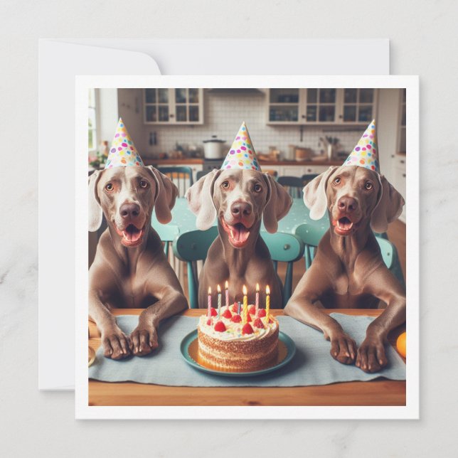 Weimaraner card, Weimaraner birthday Invitation (Front)