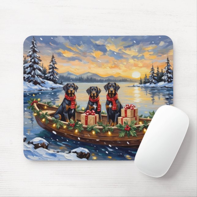 Weimaraner Christmas Boat Holiday Mouse Pad (With Mouse)