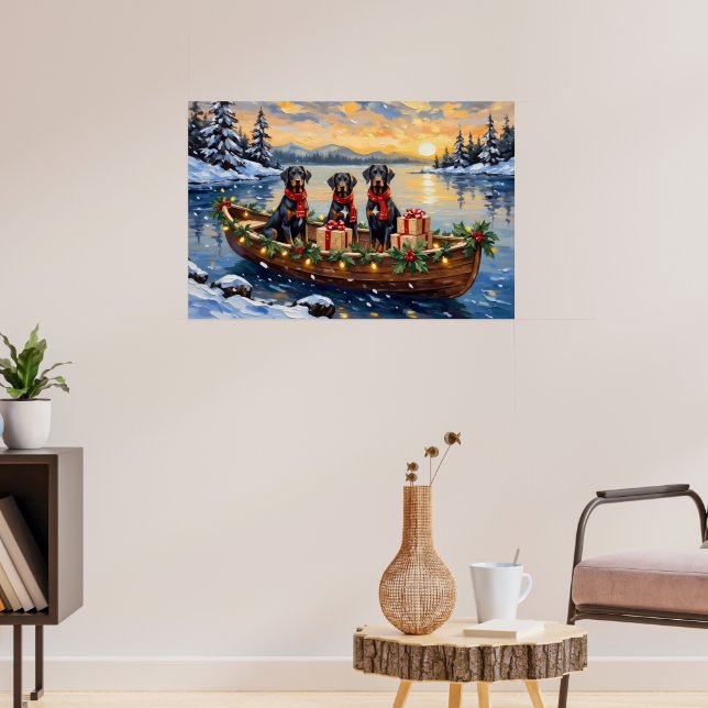Weimaraner Christmas Boat Holiday Poster (Living Room 3)