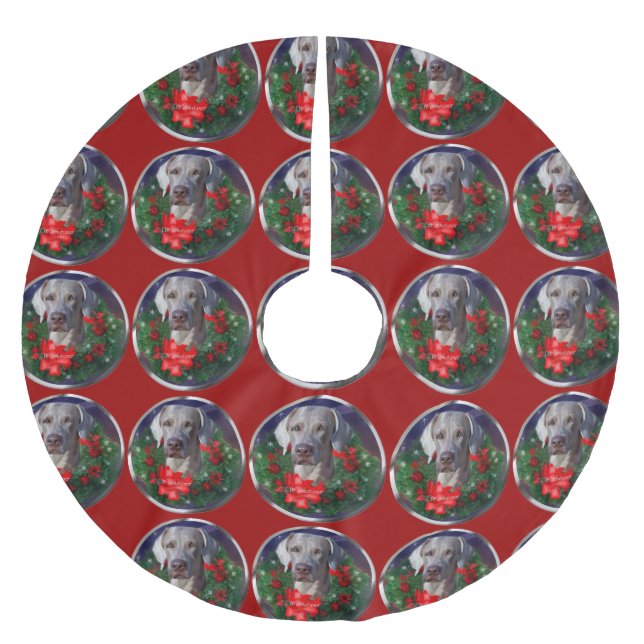 Weimaraner Christmas Brushed Polyester Tree Skirt (Front)