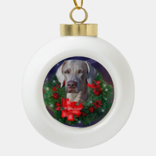Weimaraner Christmas Ceramic Ball Christmas Ornament
