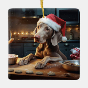 Weimaraner Christmas Cookies Festive Holiday Ceramic Ornament
