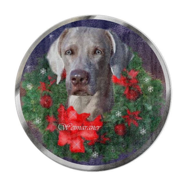 Weimaraner Christmas Cutting Board (Front)
