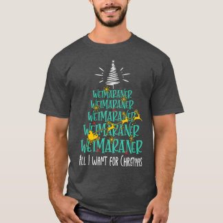 Weimaraner Christmas Dog breed Christmasree gift T-Shirt