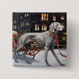 Weimaraner Christmas Festive Season 2 Inch Square Button