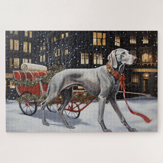 Weimaraner Christmas Festive Season Jigsaw Puzzle (Horizontal)