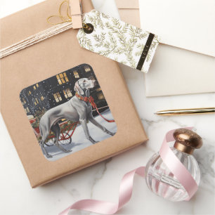 Weimaraner Christmas Festive Season Square Sticker