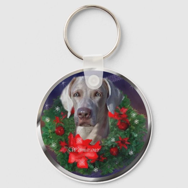 Weimaraner Christmas Gifts Keychain (Front)