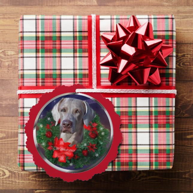 Weimaraner Christmas Gifts Ornament Card (Insitu (Gift))